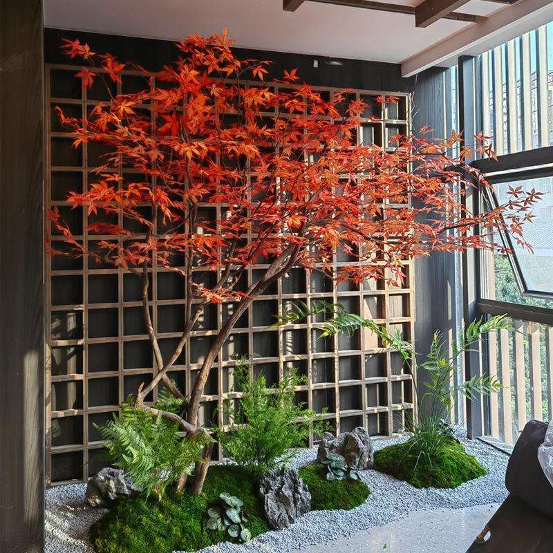 仿真红枫树室内造景大型商场酒店茶楼落地禅意花艺绿植装饰景观