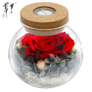 厂家直销led彩色发光永生花玫瑰圣诞情人节表白礼物许愿玻璃瓶