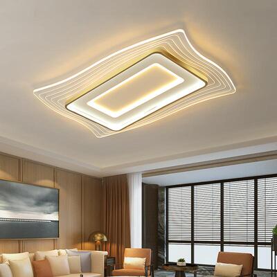 新LED吸顶灯室2021款条纹亚克力长62013方形客厅灯简薄约超卧智能