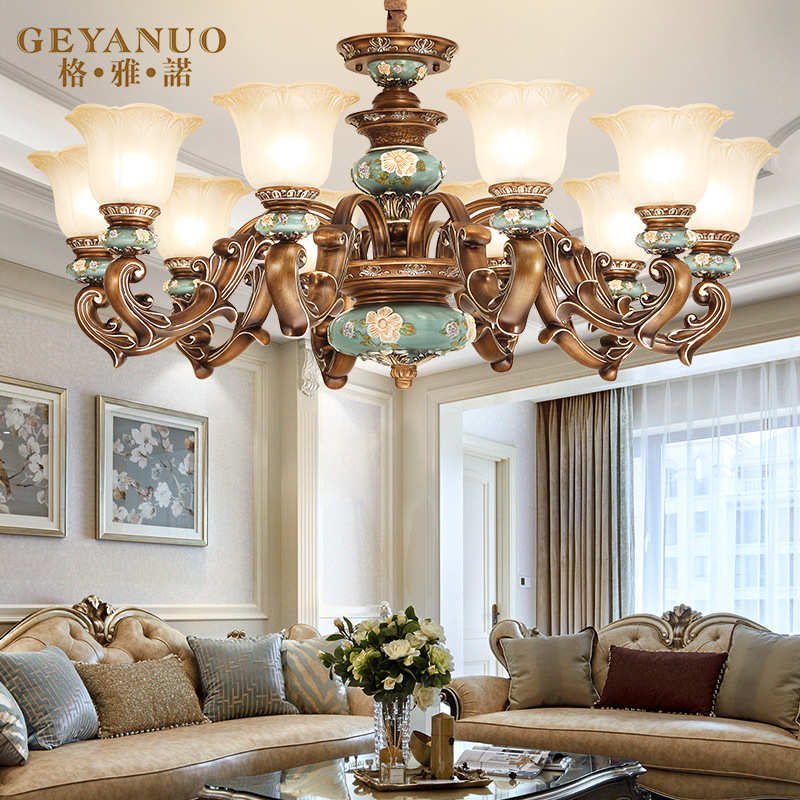 欧式复古吊灯奢华大气简约仿古客厅卧室别墅大厅餐厅美式树脂灯具
