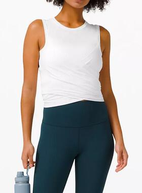 Sleeveless vest top, tight fitting and drawable yoga suit,
