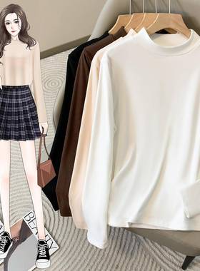 大码胖mm时尚2026新款长袖打底衫感休闲百搭t恤上衣0110w