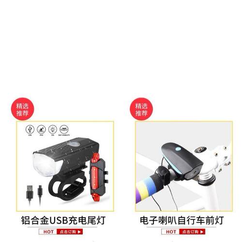 自行车灯灯夜骑警示灯骑行装备USB充电山地车配件自行车前灯