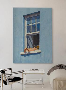 北欧包豪斯卧室手绘油画简约现代客厅装饰画玄关壁画走廊艺术挂画
