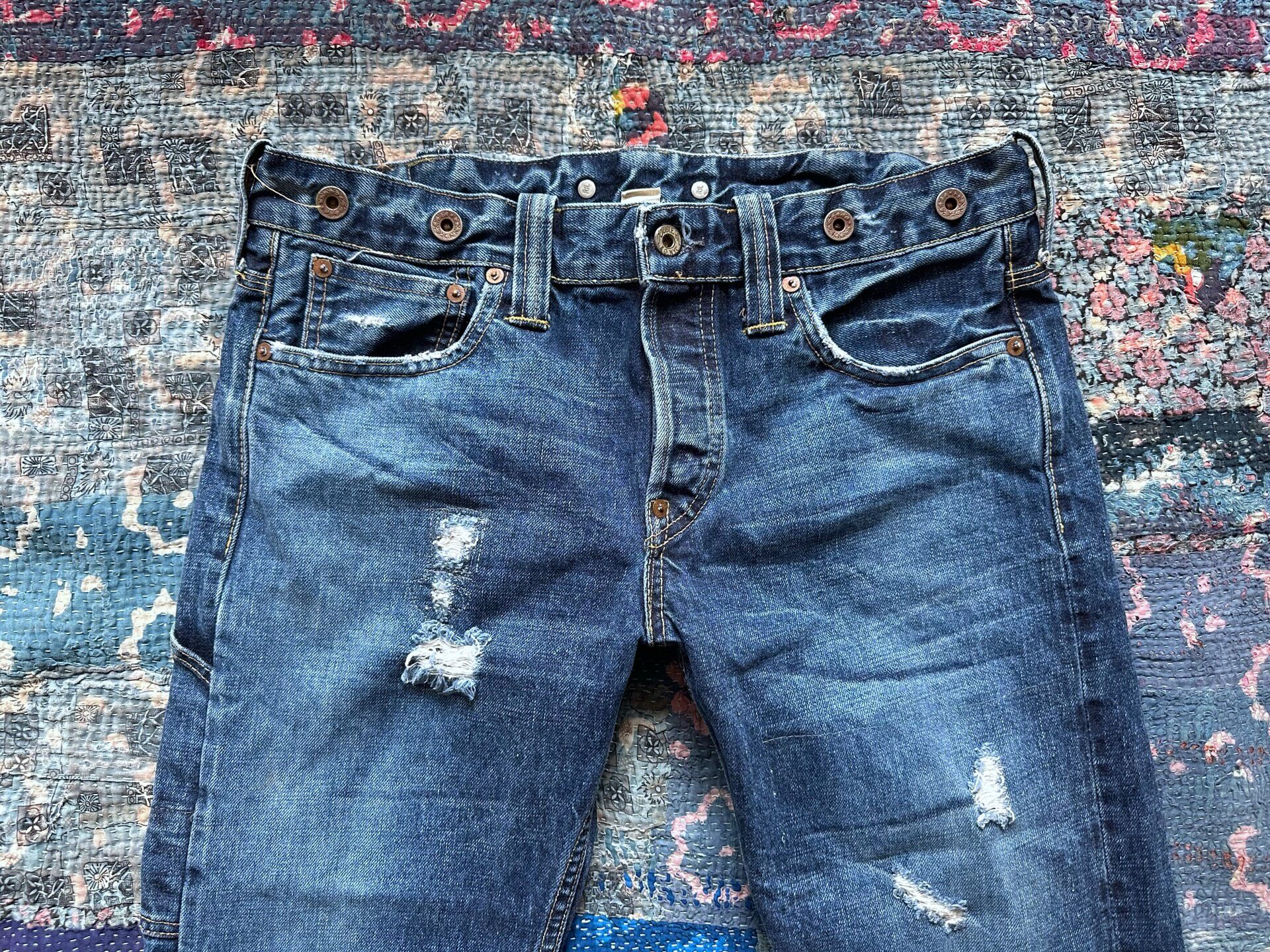 RRL Washed Distressed Denim Pants — back