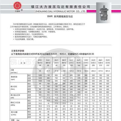 BMR-160-2CD镇江大力液压马达 摆线马达串并联用使用寿命长厂家直