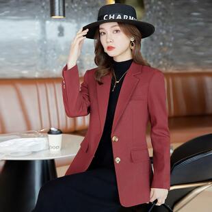 红色西装外套女春秋新款气质高级感两粒扣小个子今年流行西服上衣