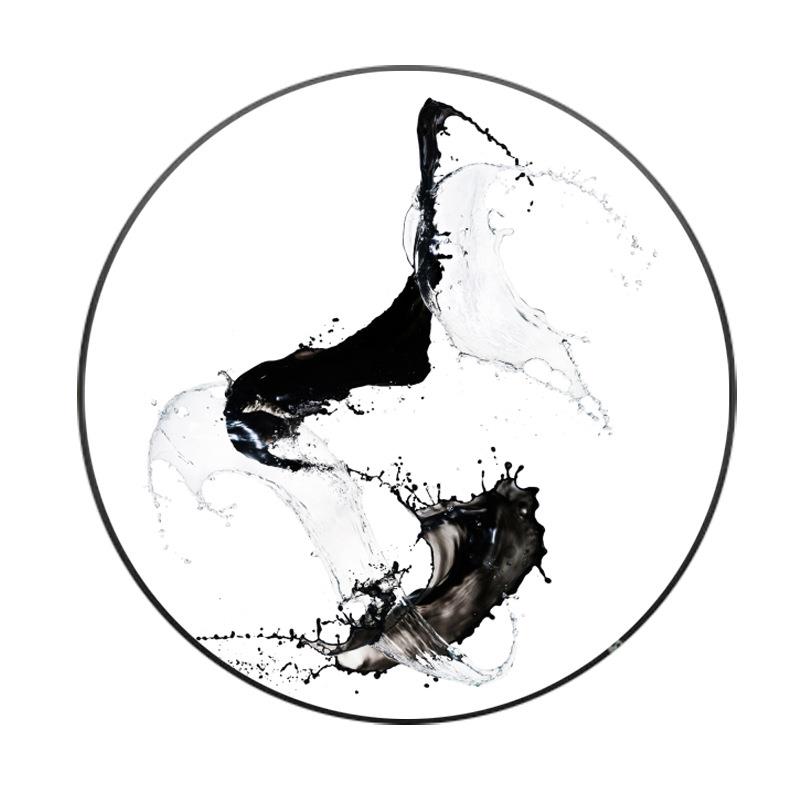 新中式黑白抽象山水画入户玄关走廊过道现代简约线条极简圆形挂画