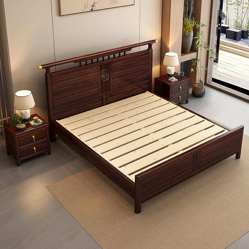 新中式乌金木实木床.卧室双人床现代别墅简约主卧.储物婚床