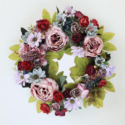 Vintage Spring Peony Wreath European Country Wedding Hanger