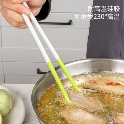 长筷子耐高温火锅筷子硅胶防烫筷多功能公意加长油炸筷.124