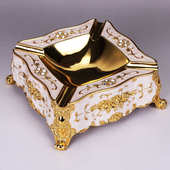 创意家居办公桌上烟灰缸 时尚 方形带钻欧式 复古创意锌合金烟灰缸