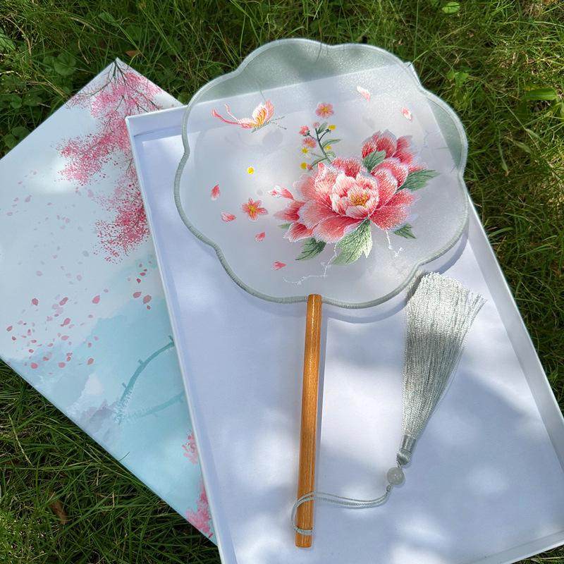 团扇刺绣古风苏绣儿童苏州中国风舞蹈专用圆扇子跳舞编织手工,特色手工艺,竹编/竹雕,淘宝优惠券,粉丝福利购,淘宝优惠卷