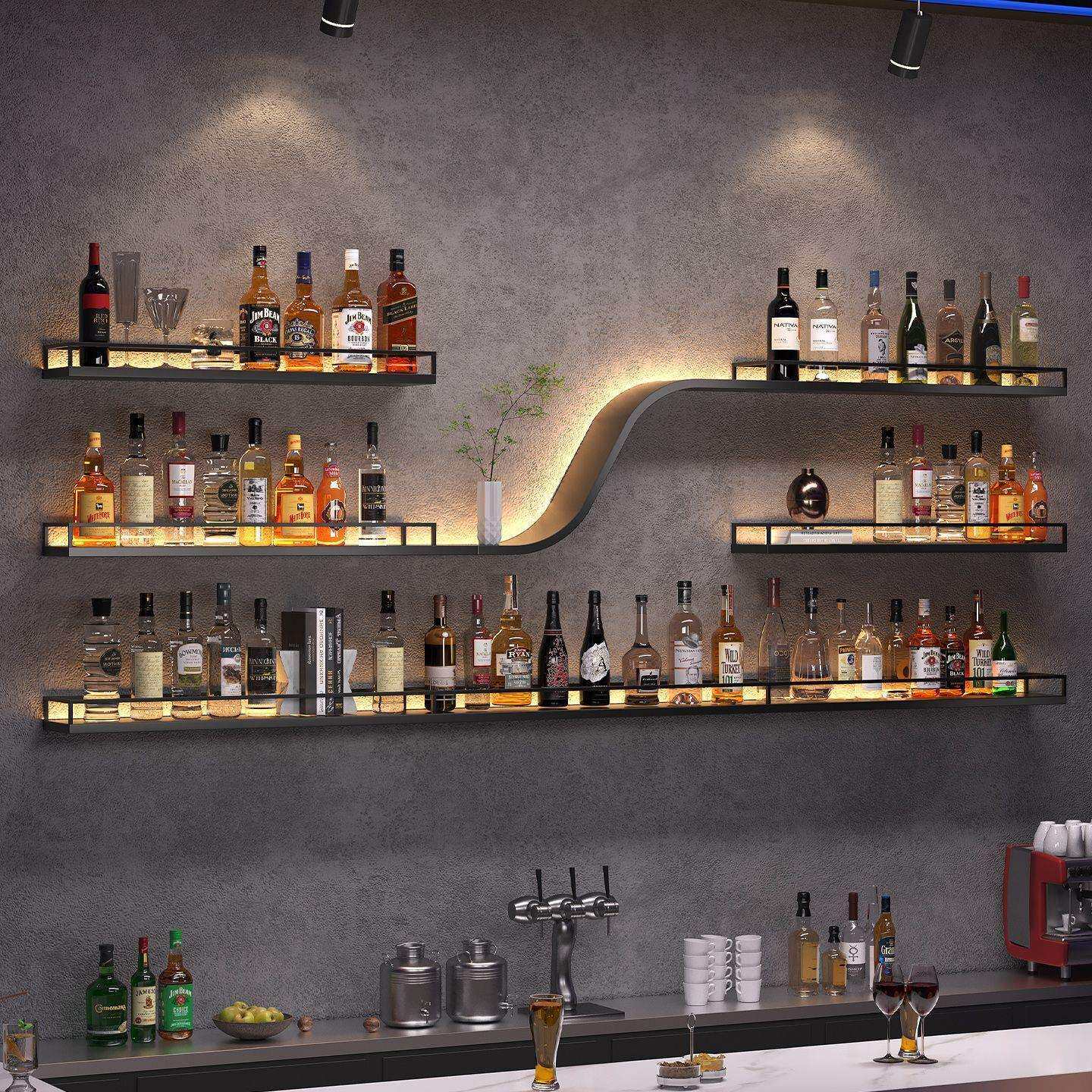 吧台墙上酒吧酒架壁挂壁挂式挂墙展示架创意餐厅铁艺置物架红酒