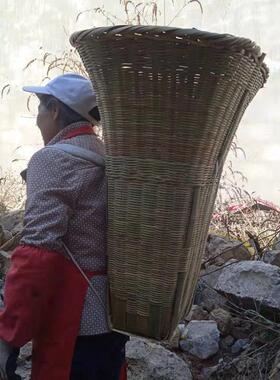 大号竹编云贵川背篓背篼农用采摘竹子背筐收纳筐装沙子背箩竹制品