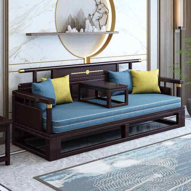 新中式实木罗汉床约沙发床折叠两用简CBP大小户全体型新款客厅一