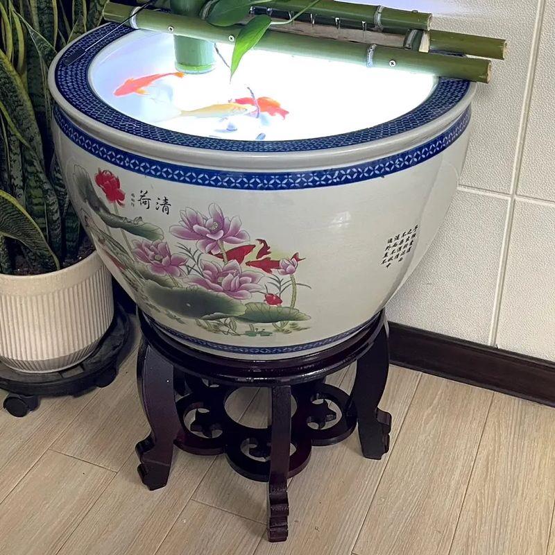 圆形加高花盆栽底座奇石佛像聚宝盆花瓶工艺礼品摆饰鱼缸客厅木托