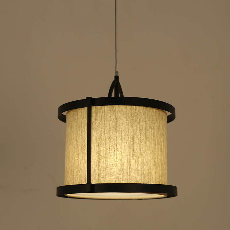 现代新中式仿古灯具简约别墅茶楼工程布艺灯复古卧室餐厅铁艺吊灯