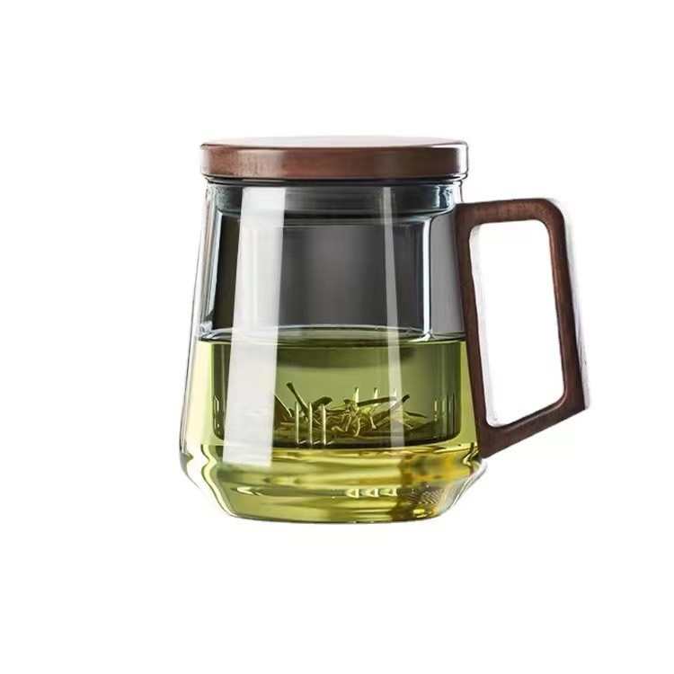 男士高档办公室茶道喝茶杯泡茶杯茶水分水杯个人专用高硼硅玻璃杯