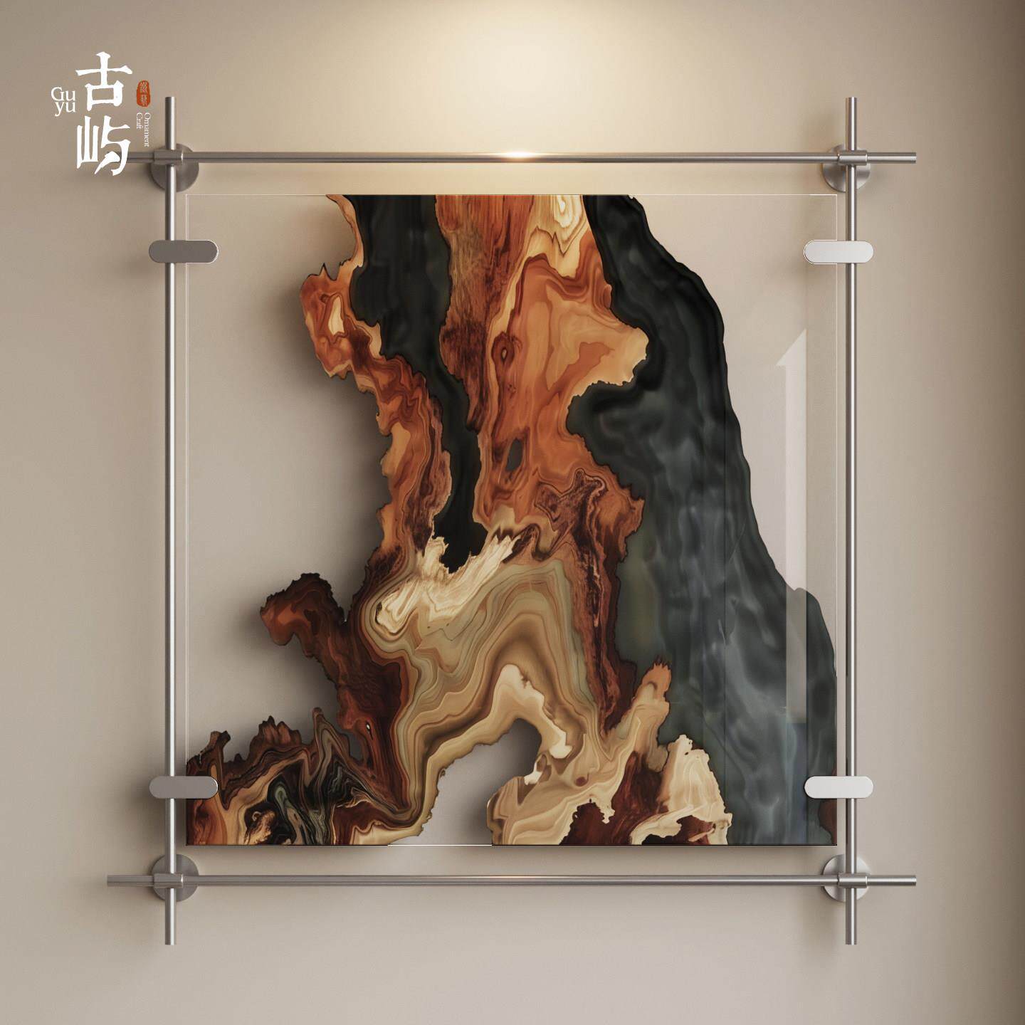 压克力装置画 画金属杆沙发背景墙挂画 画玄关饭厅卧室抽象装饰画