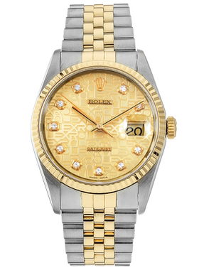 [9.8新]劳力士日志型钢/18k黄金自动机械手表男16233电脑面