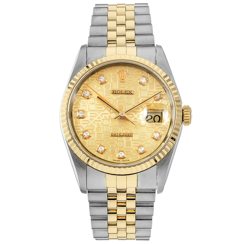 [9.8新]劳力士日志型钢/18k黄金自动机械手表男16233电脑面