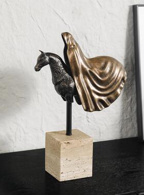 轻奢创意马头雕塑摆样板房玄关客件软装家饰品G25142厅电视柜居摆