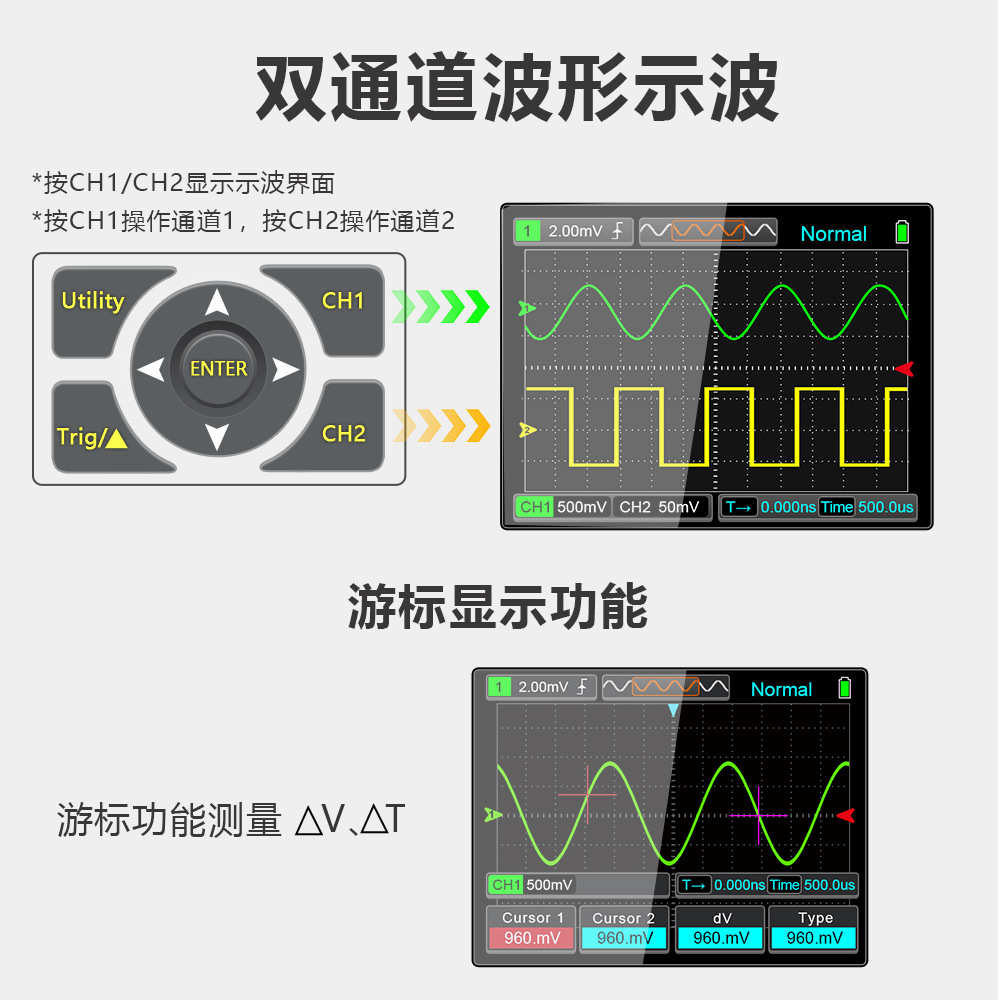 TOOLTOP ET829示波器+信号发生器+万用表三合一 80MHZ带宽250MS/S
