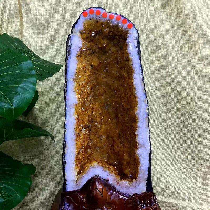 矿宝天然黄晶洞摆件 路清晰漂亮 边壁薄 颗粒饱满 晶体透亮