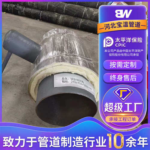 预制聚氨酯蒸汽钢套钢保温管件三通 高压保温管道弯头
