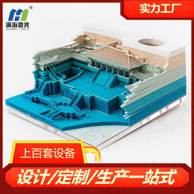 天上宫阙文创礼品3D便签本建筑模型手撕立体便签纸创意纸雕便签