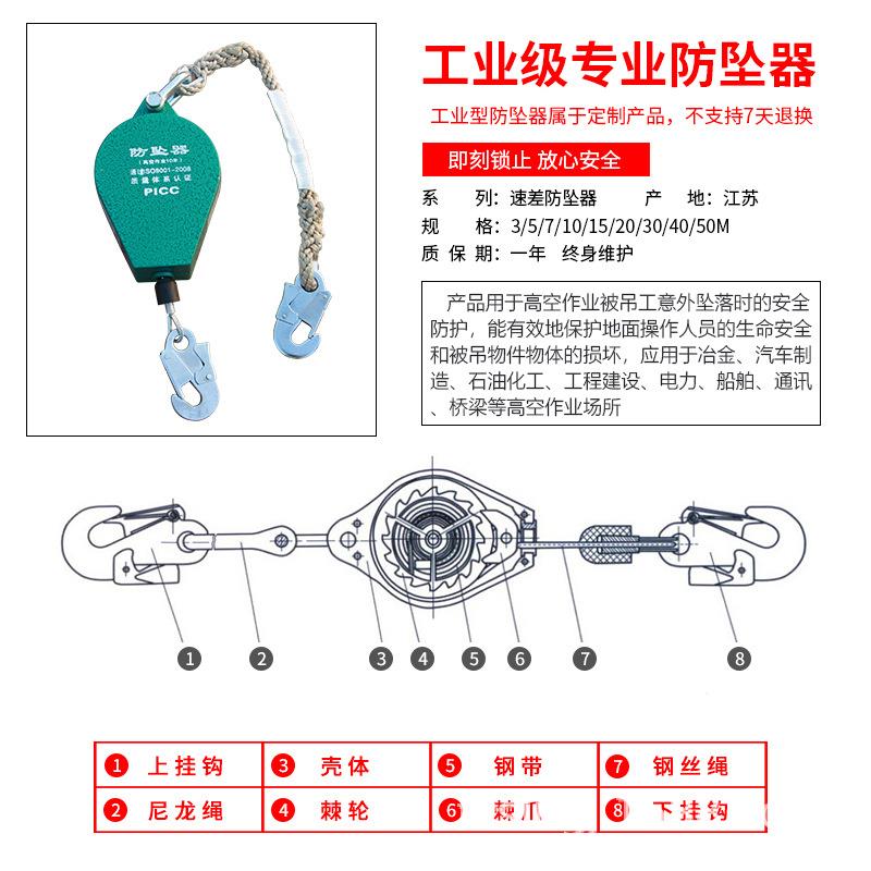 家直销防坠器速差自/控高空防坠落自锁器器3/厂5/7/10/ECK1520