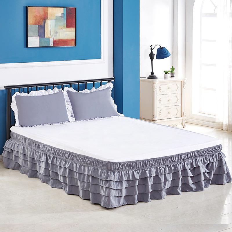 多层百褶松紧床围裙外贸床裙公主风多层床裙bed skirt