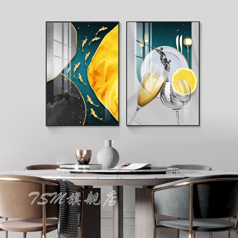 高档厅装饰画现代简约房桌饭厅餐背景墙壁画北欧客厅歺厅酒杯餐挂图片