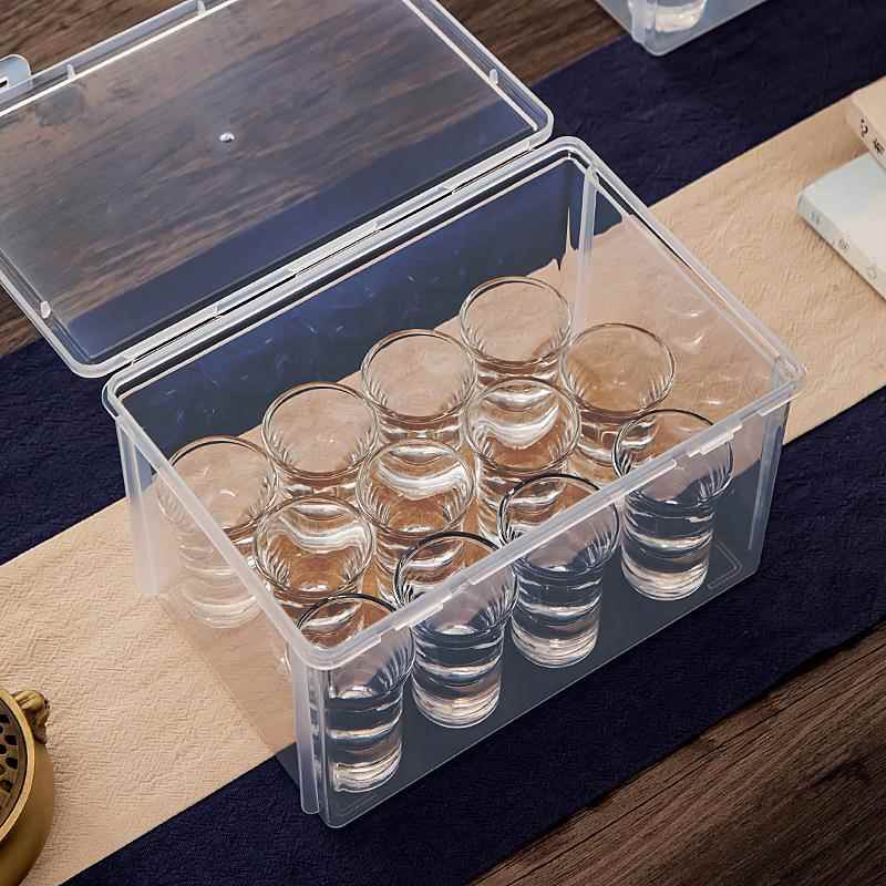 白酒杯收纳盒家用分酒器商用醒酒器玻璃小酒杯一口杯收纳箱便携式