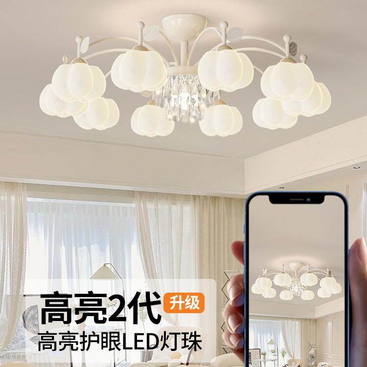客厅吸顶灯2026年新款创意棉花灯奶油风现代简约水晶轻奢大厅主灯