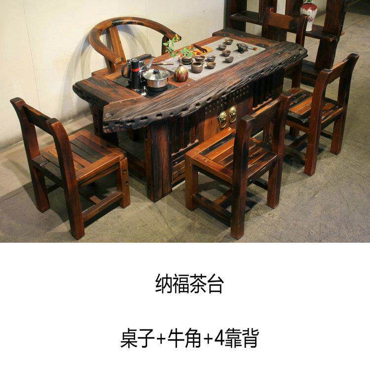 老船木茶台家具古船木泡茶式桌椅合组客厅功IKP夫茶几全套新中家