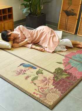 竹席地毯卧室榻中榻边竹编式客厅地米垫日式房间床满铺折IMW叠飘