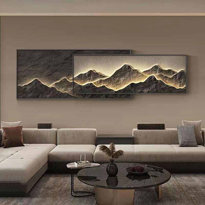 lzF轻奢新款背靠大气金山客厅装饰画现代挂画简约沙发背景墙壁画,家居饰品,现代装饰画,淘宝优惠券,粉丝福利购,淘宝优惠卷