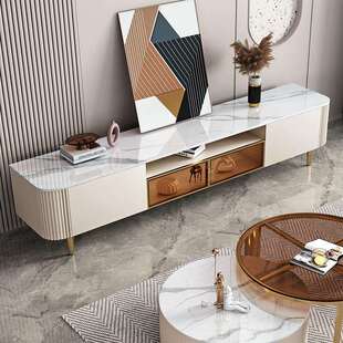 岩板板木茶几电视柜整装 长度轻奢客厅2.2m影视柜子视听柜轻奢风