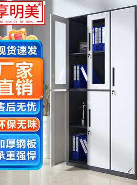 乐享明美钢制文件柜办公室更衣柜铁皮柜玻璃门储物资料档案柜带锁