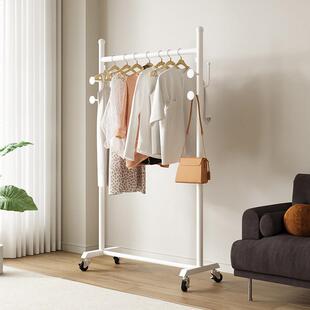 窄脚晾衣架落地小空间阳台卧室简约白色挂衣架家用小型转角架带轮