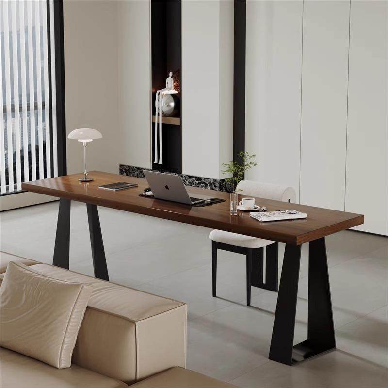 南美胡桃木横厅沙发后长条桌家用学习桌双人电脑桌客厅开放式书桌