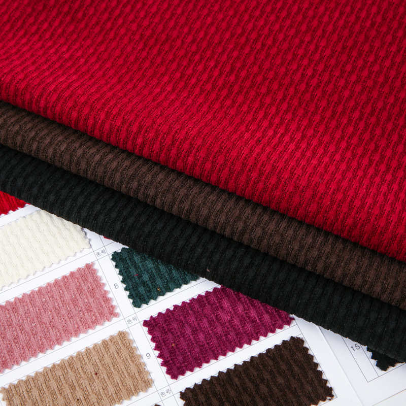 欧棉绒斜纹超细条灯笼花面料 针织绒布 秋冬保暖套装面料