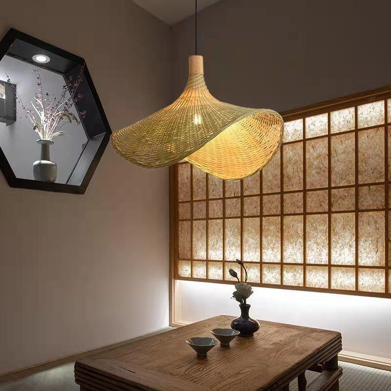 新中式吊灯禅意日式竹编吊灯茶楼火锅店餐厅吊灯竹编竹艺藤编织灯