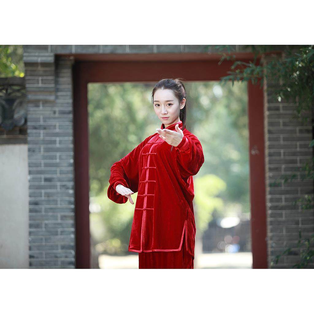 高档武运丝绒秋冬加厚太功极金拳服练武术服中老年演服太表极服装