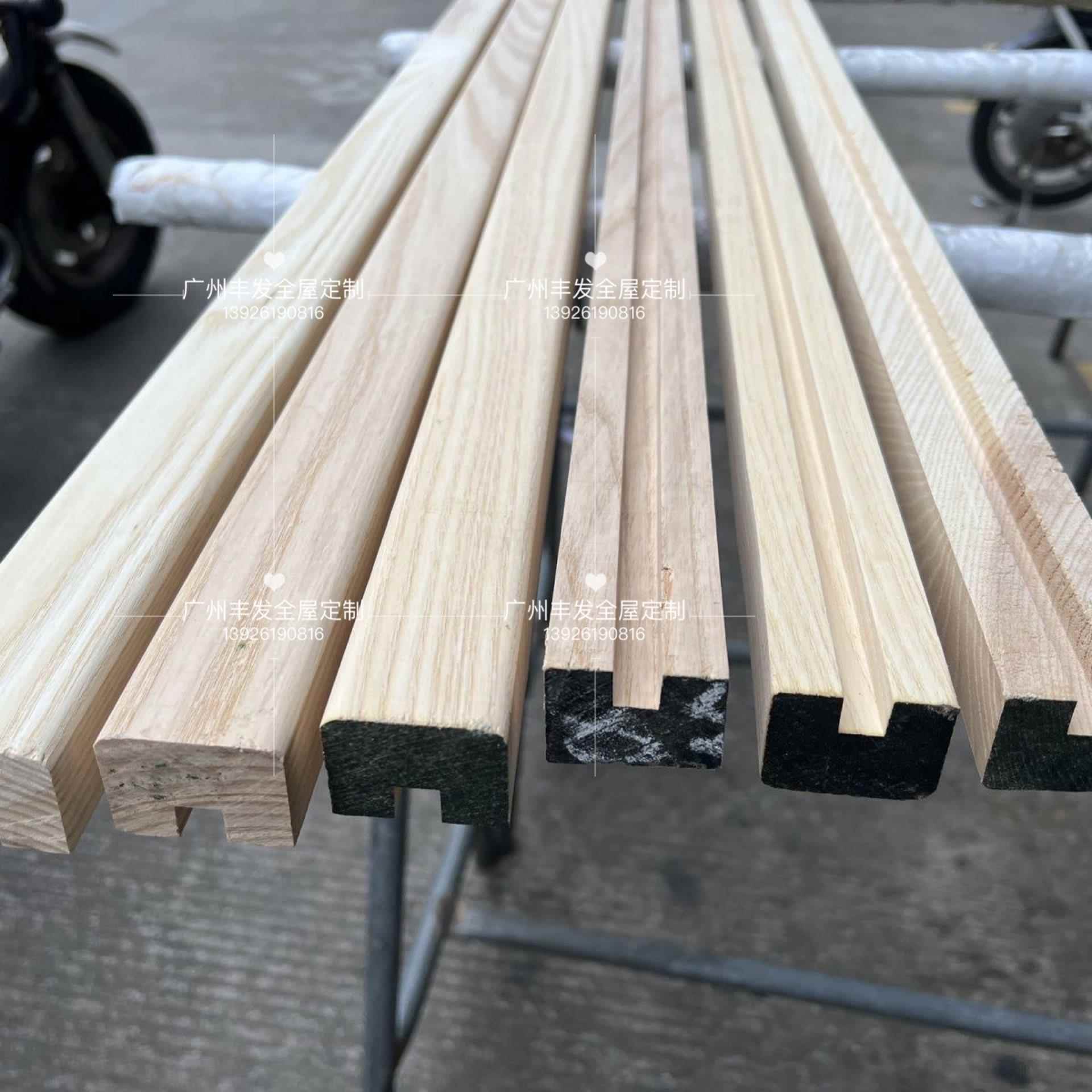 水曲柳实木楼梯扶手白蜡玻璃护栏卡槽扶手面管加工定制U型槽栏杆