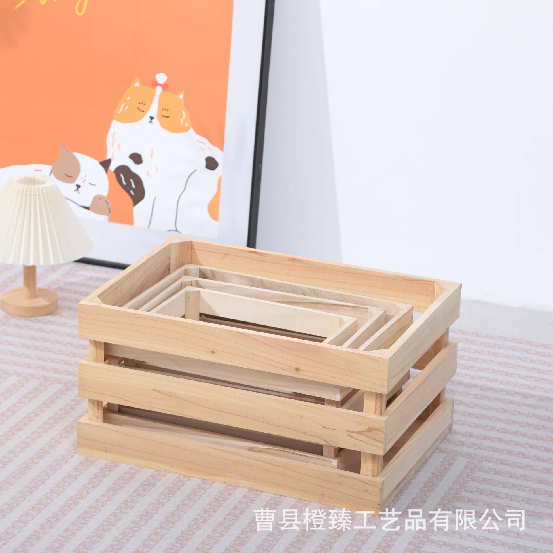 实木收箱木箱超市陈列展示条木1113箱子收框纳筐装饰摄影道具纳木
