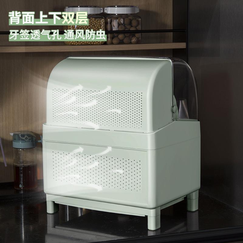碗碟收纳架装碗筷收纳盒家用双层碗柜箱厨房放碗盘带盖沥水置物架