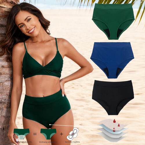Large size waterproof high waisted, four layered crotch